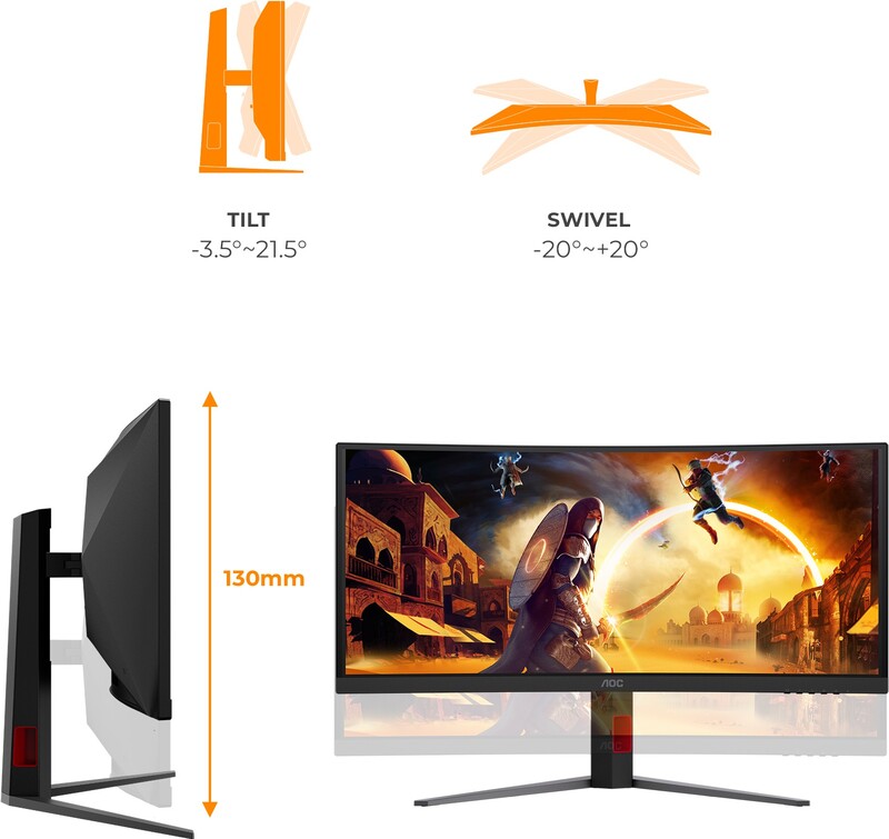 Aoc cu34g4zca 34 curved monitor 5 orig - AOC CU34G4ZCA Curved gaming 34" Monitor (zwart)