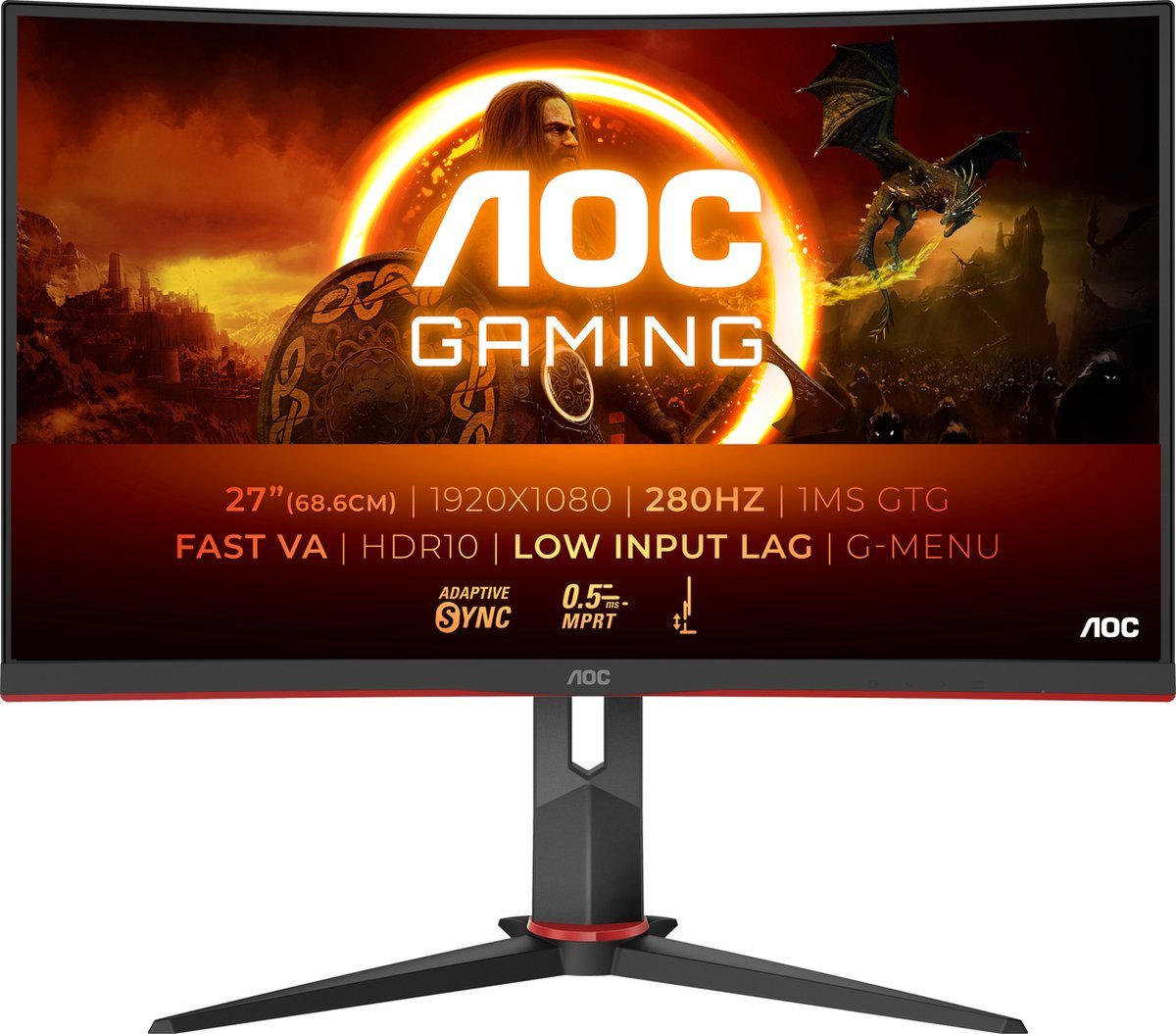 AOC Aoc G2 C27G2Z3/Bk - Full Hd Curved Gaming Monitor - 280Hz - 0.5Ms - 27 Inch