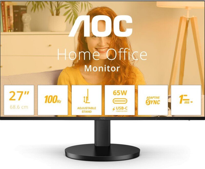 Aoc q27b3cf2 qhd ips monitor randl - AOC Basic-line B3 Q27B3CF2 Quad USB-C 27" Monitor (Black)