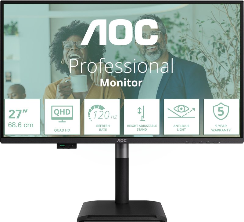 AOC Aoc Q27P4C Computer Monitor 68,6 Cm (27") 2560 X 1440 Pixels Quad Hd Zwart
