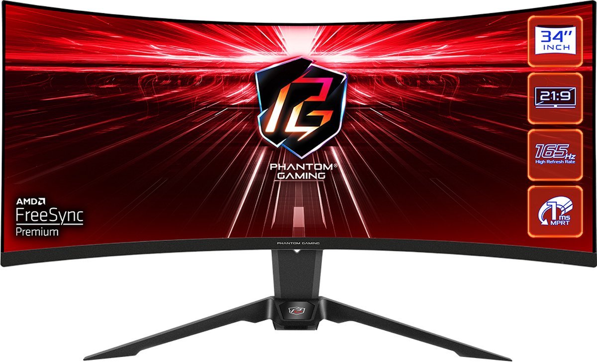 Asrock Asrock Pg34Wq15R2B - Wqhd Va Curved 165Hz Gaming Monitor - 34 Inch