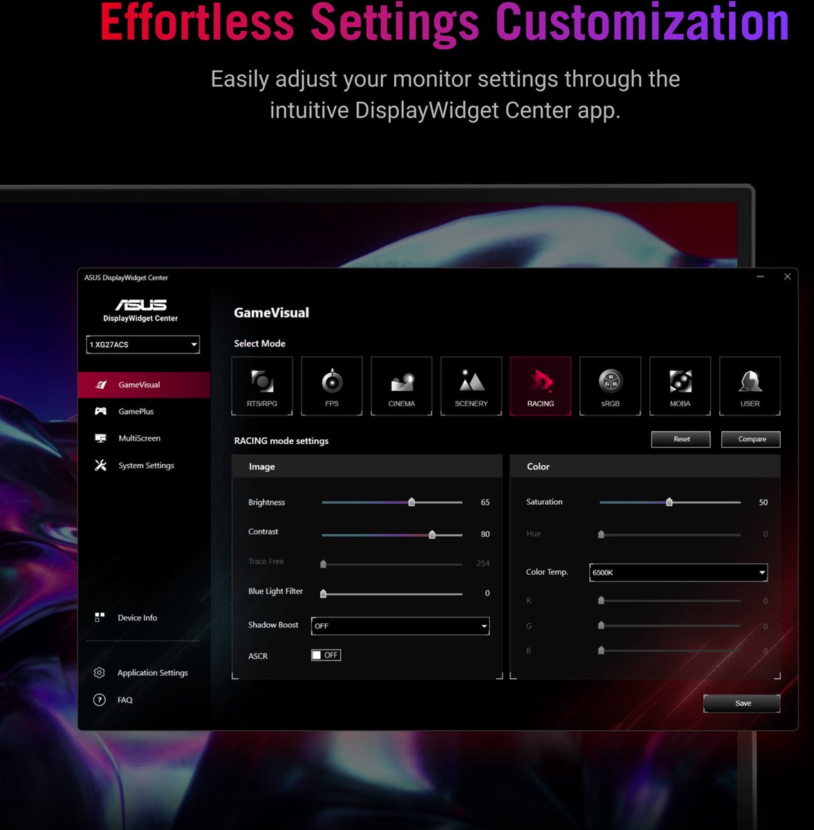 Asus Rog Strix Xg27Acs - Qhd Ips Gaming Monitor - 180Hz - Usb-C - G-Sync - afbeelding 7