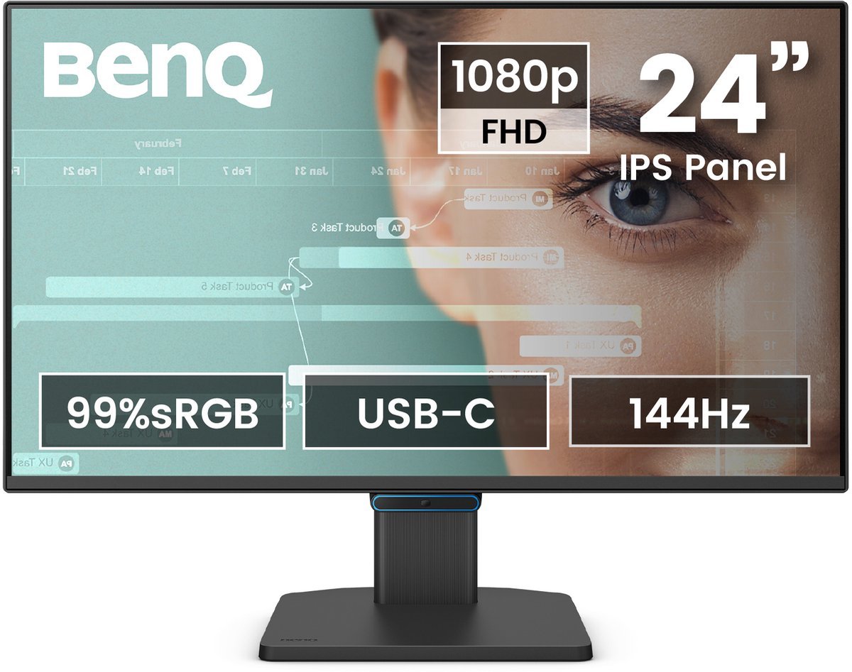 BenQ Benq Full Hd 24 Inch Eyecare Monitor Gw2490C - 144Hz - Ips Beeldscherm - Full Hd - 99% Srgb - 1 X Usb-C - 1 X Hdmi - 1 X Display Port - 2 X 2W Ingebouwde Speakers - Native Contrast 1500:1