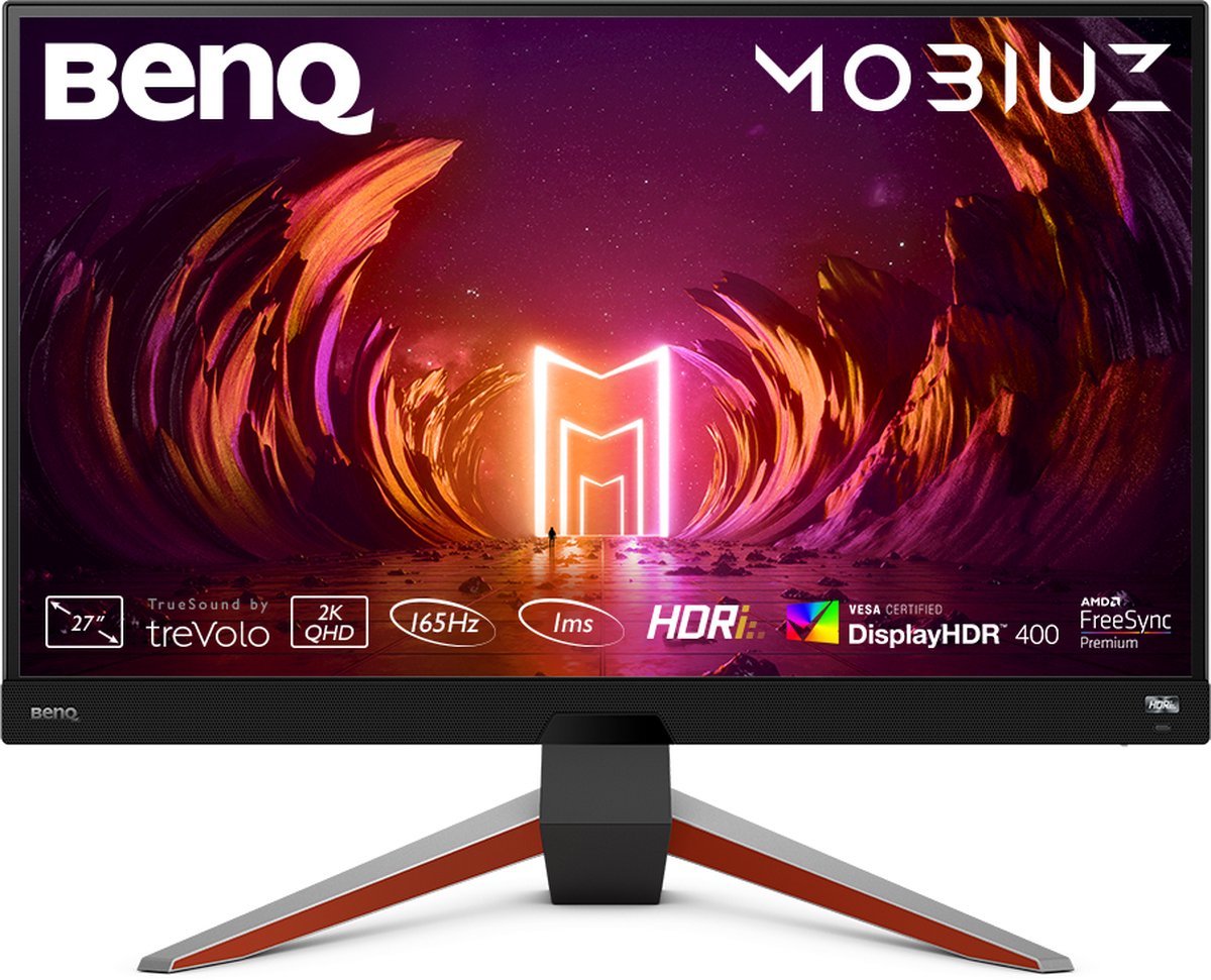 BenQ Benq Gaming Monitor Mobiuz Ex2710Q - 2560X1440 Qhd -- Ips 165Hz Beeldscherm - 1Ms Mrtp - Amd Freesync Premium - Displayhdr 400 - Ingebouwde Speakers - 27 Inch