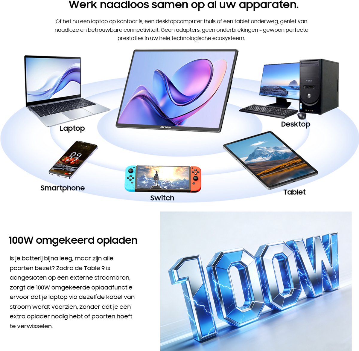 Blackview table 9 portable monitor 16 in 10 orig - Blackview Table 9 Portable 16" Monitor (grijs)