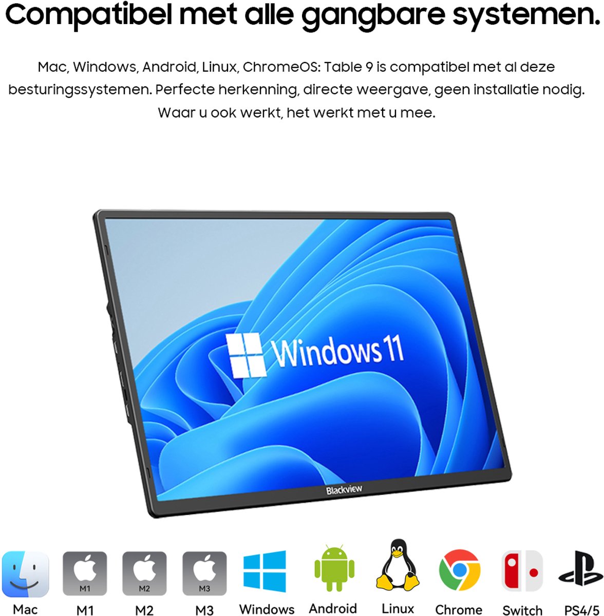Blackview table 9 portable monitor 16 in 3 orig - Blackview Table 9 Portable 16" Monitor (grijs)