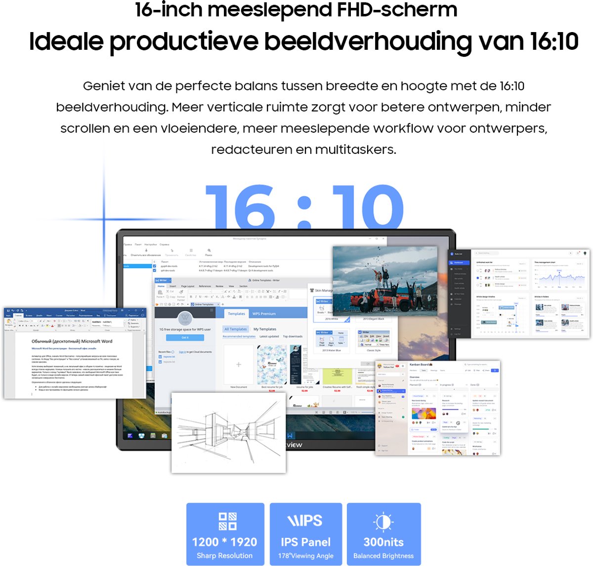 Blackview table 9 portable monitor 16 in 5 orig - Blackview Table 9 Portable 16" Monitor (grijs)