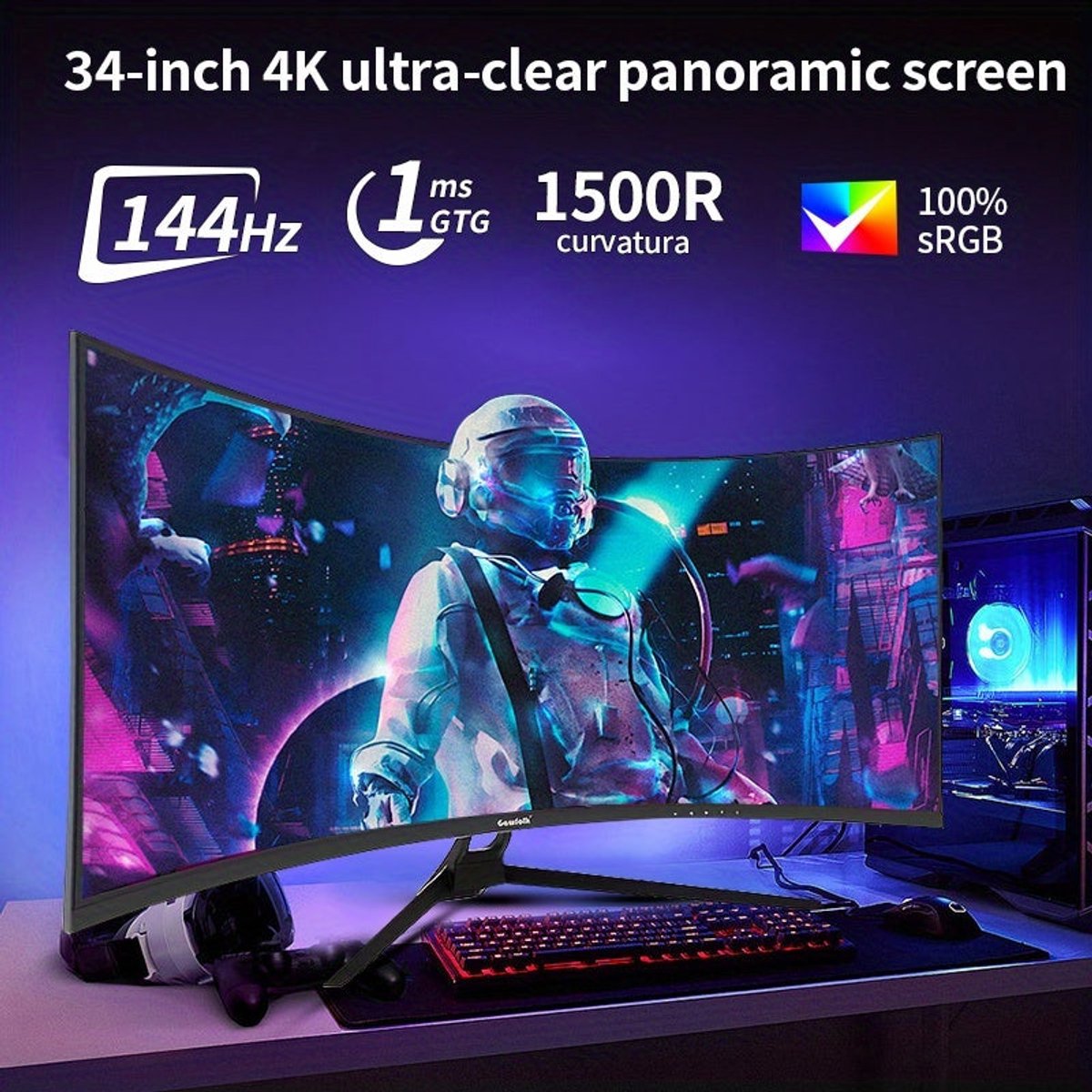 Curved Monitor – Gaming Monitor – Ultrawide Monitor – Pc Scherm – 34 Inch – - afbeelding 3