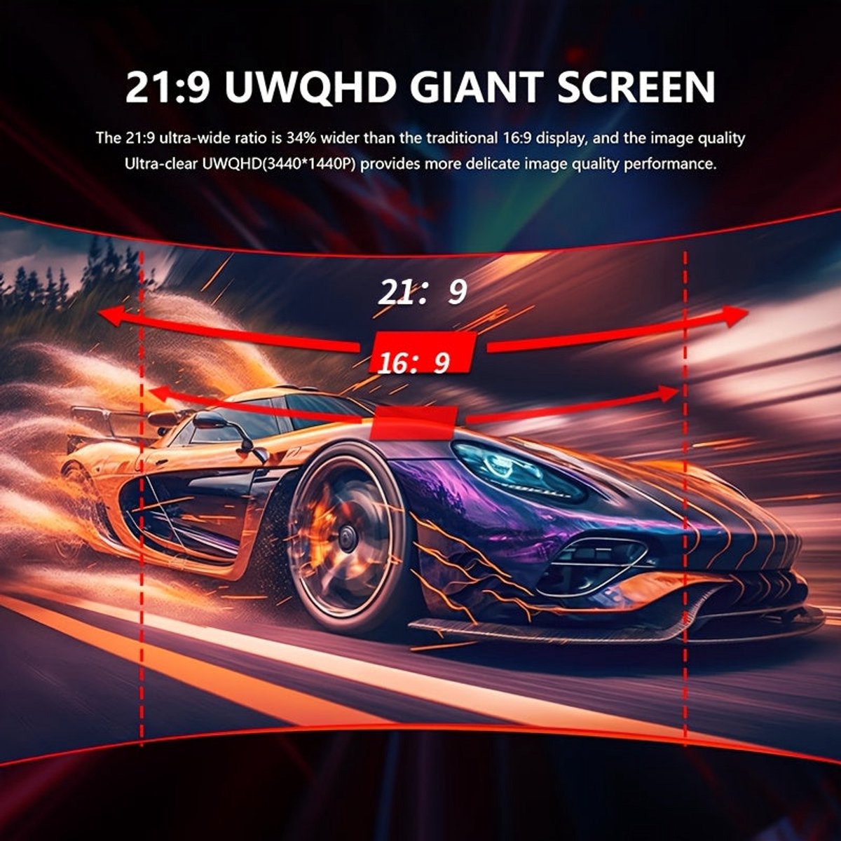 Curved Monitor – Gaming Monitor – Ultrawide Monitor – Pc Scherm – 34 Inch – - afbeelding 4