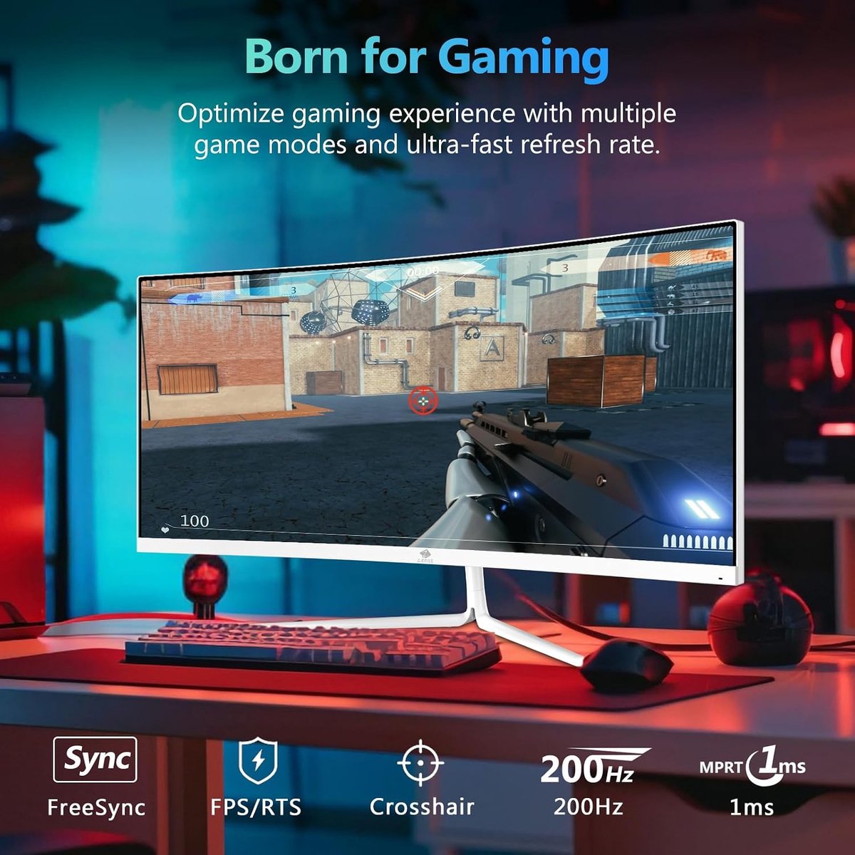 Curved monitor ultrawide scherm en mu 10442615 5 orig - 30" UltraWide Full HD 200Hz VA gebogen monitor (wit)