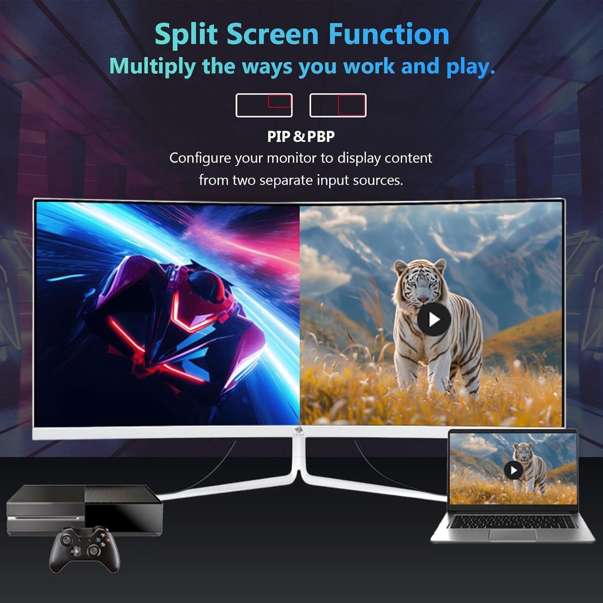 Curved monitor ultrawide scherm en mu 10442615 7 orig - 30" UltraWide Full HD 200Hz VA gebogen monitor (wit)