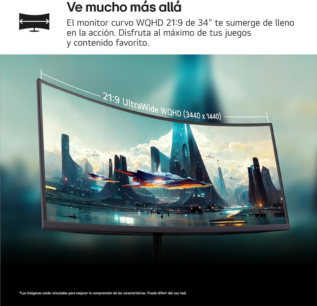 Curved monitor ultrawide scherm inten 3 orig - 34" UltraWide QHD 240Hz VA gebogen monitor (zwart)