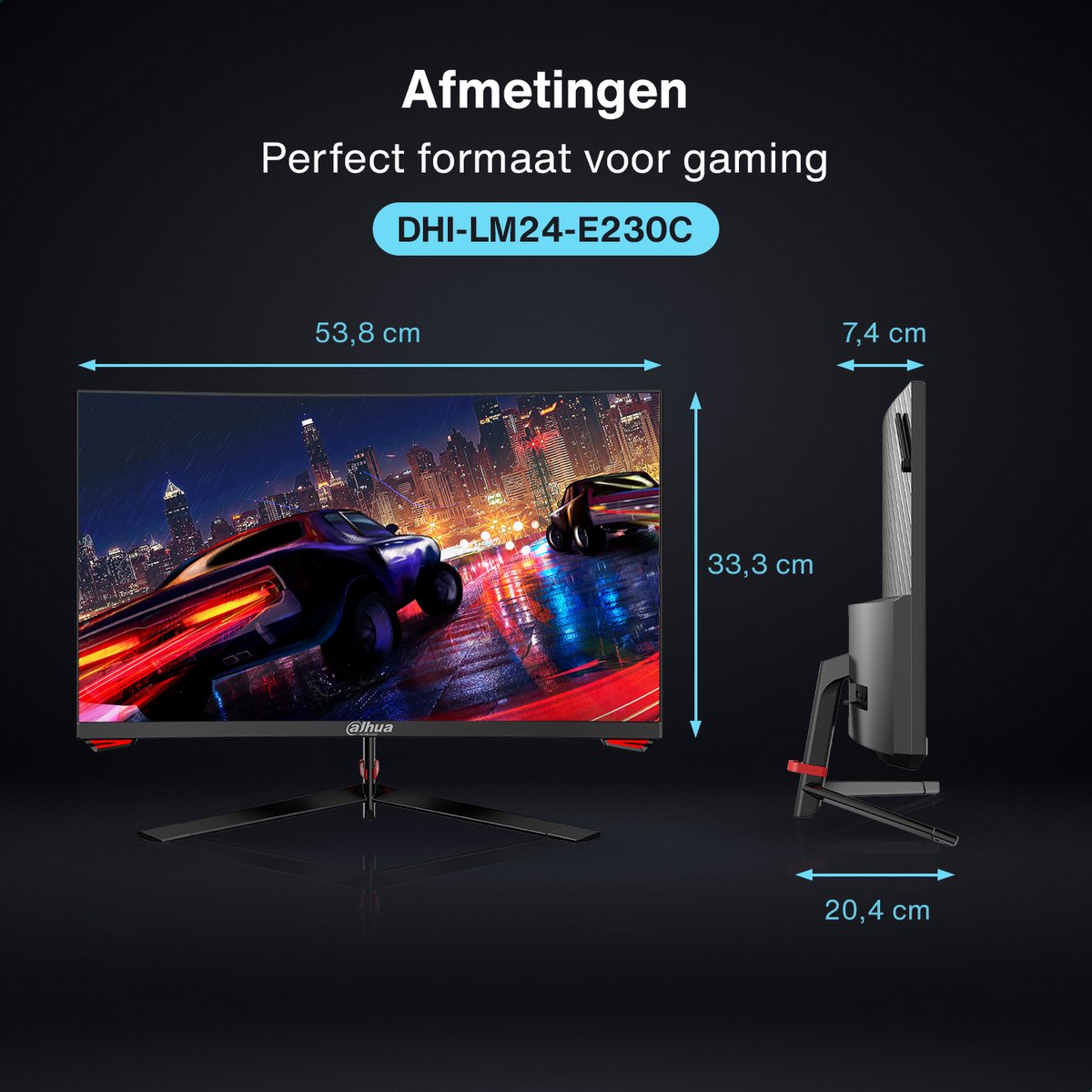 Dahua lm24 e230c curved full hd va 10 orig - Dahua LM24-E230C 23.6" Monitor (zwart)
