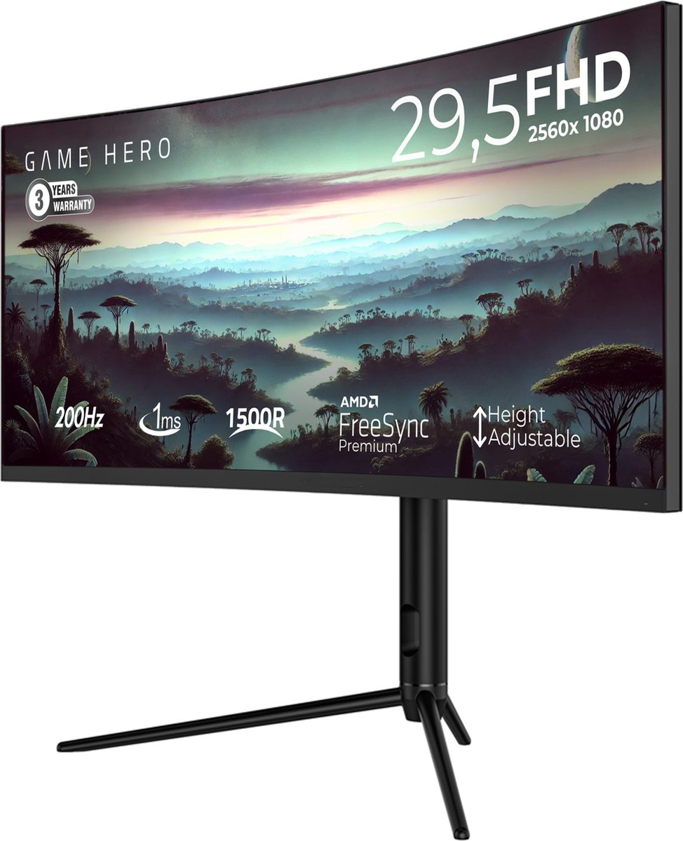 Game Hero® 29.5 Inch Curved Ultrawide Gaming Pc Monitor - 200 Hz - 1Ms - afbeelding 10