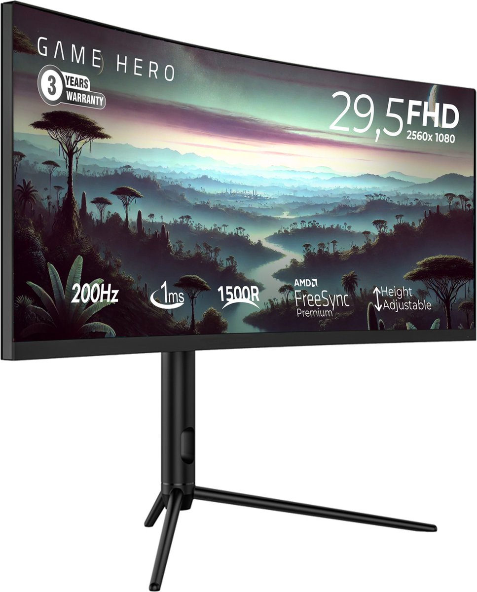 Game Hero® 29.5 Inch Curved Ultrawide Gaming Pc Monitor - 200 Hz - 1Ms - afbeelding 9