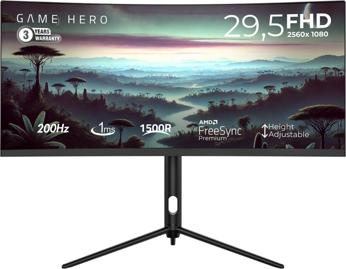 GAME Game Hero® 29.5 Inch Curved Ultrawide Gaming Pc Monitor - 200 Hz - 1Ms