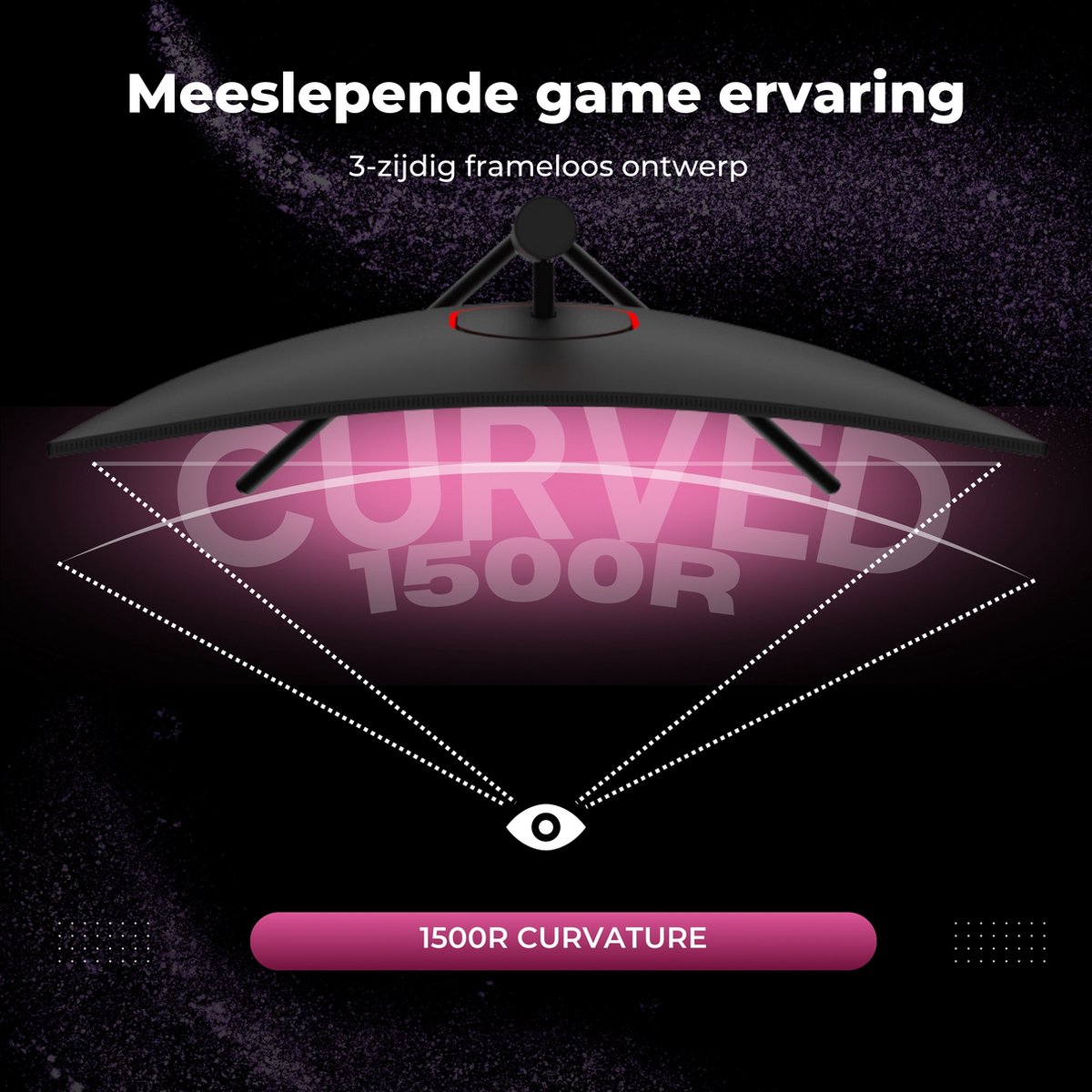 Game Hero® 34 Inch Ultrawide Curved Gaming Monitor Zwart - 165 Hz - 1Ms - afbeelding 4