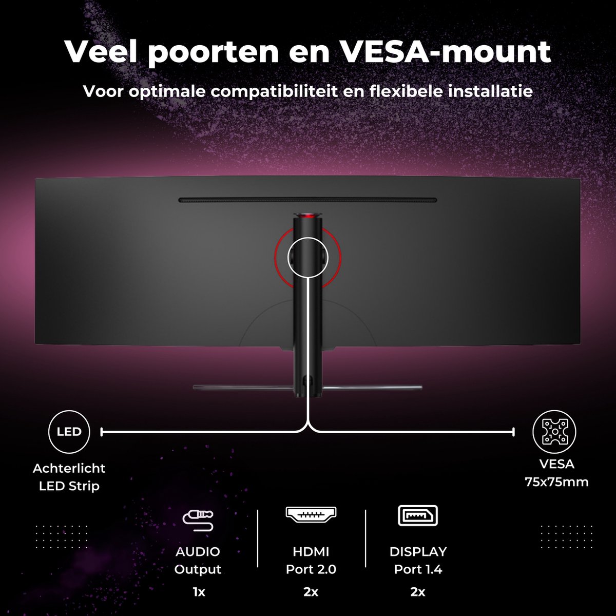 Game Hero® 49 Inch Ultrawide Double Full Hd Qled Va Monitor - 144Hz - afbeelding 6