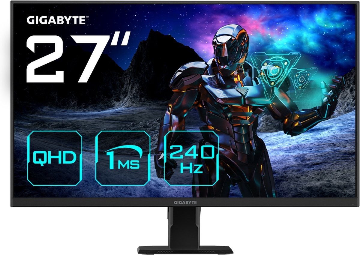 Gigabyte Gigabyte Gs27Q X - Led-Monitor 27" - 2560 X 1440 Pixels - 1 Ms - 240 Hz (250 Oc) - Quad Hd - 1X Displayport, 2X Hdmi - Freesync Premium - Zwart