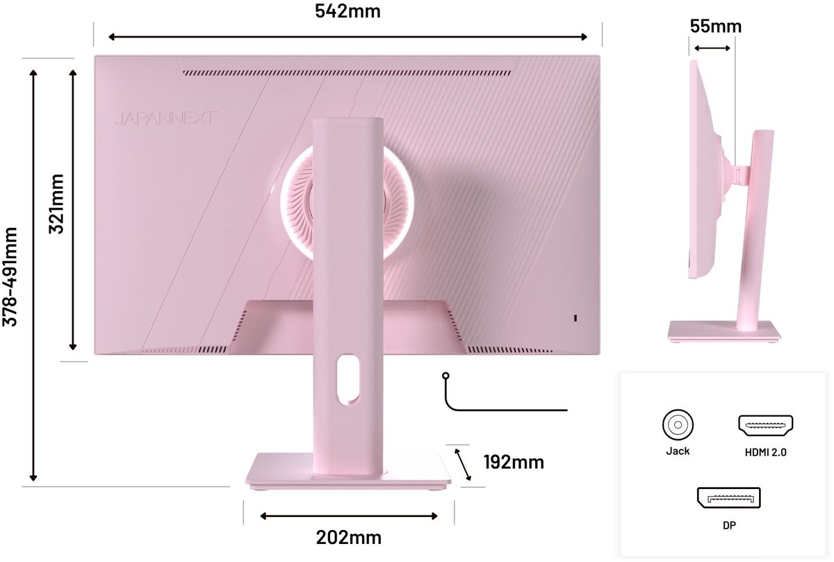 Japannext monitor 23 8 ips full hd 2550896 4 orig - JAPANNEXT JN-I238F165-HSP 23.8" 23.8" Monitor (Pastel Roze)