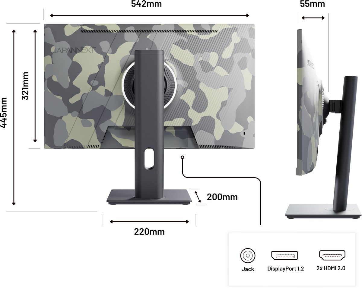 Japannext Gaming Monitor 23.8" Ips Full Hd (1920X1080) 200Hz 0.5Ms Camo | - afbeelding 6