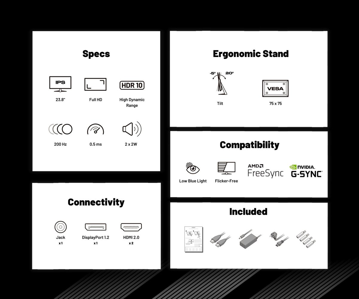 Japannext Gaming Monitor 23.8" Ips Full Hd (1920X1080) 200Hz 0.5Ms | - afbeelding 2