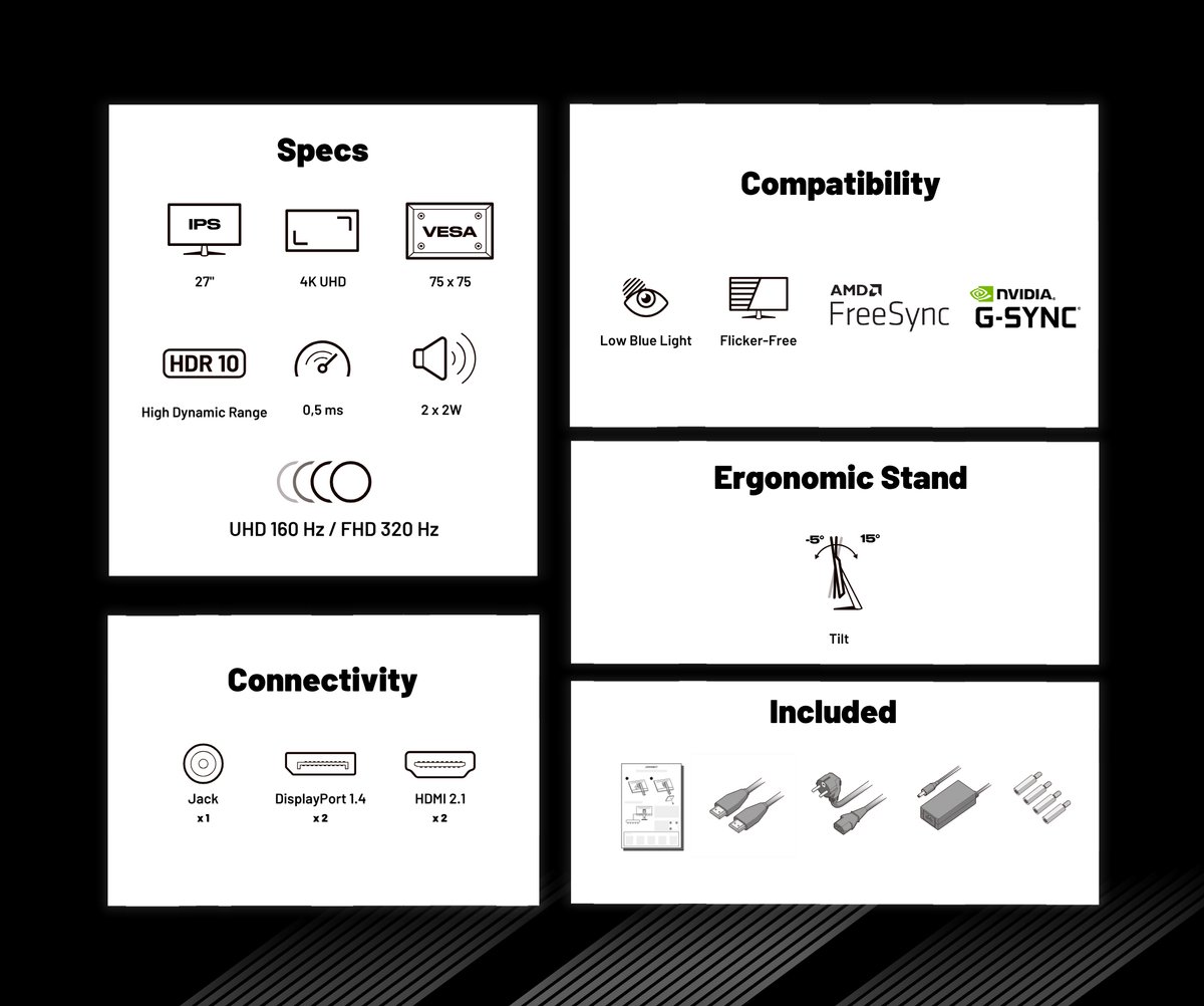 Japannext Gaming Monitor 27" 4K (3840X2160) Dual Mode 160Hz 0.5Ms | - afbeelding 2