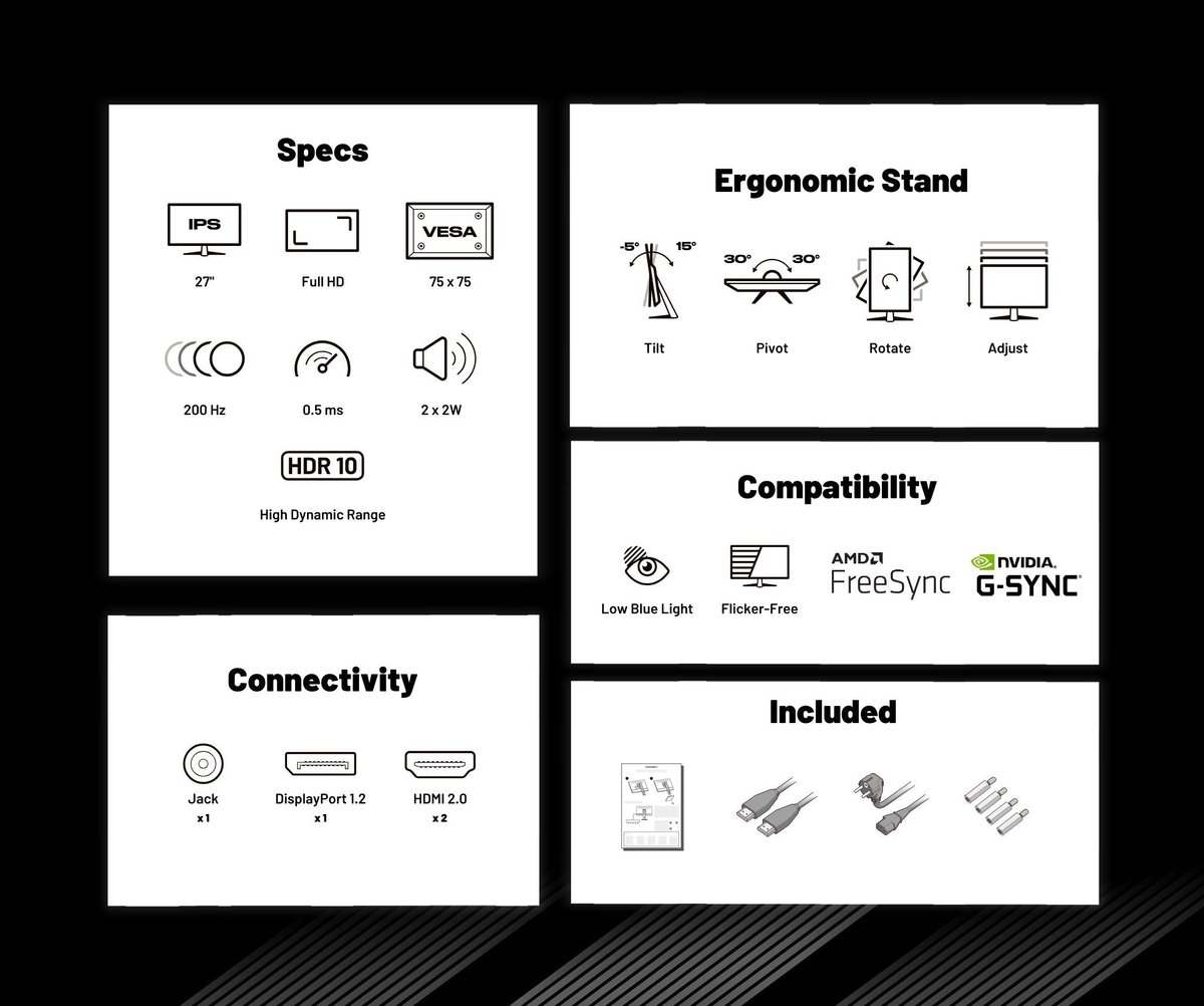 Japannext Gaming Monitor 27" Ips Full Hd (1920X1080) 200Hz 0.5Ms | - afbeelding 2