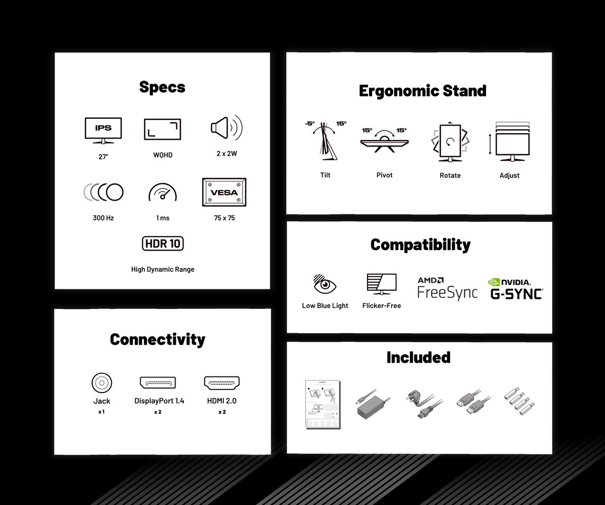Japannext Gaming Monitor 27" Ips Wqhd (2560X1440) 300Hz 1Ms | Jn-Ips27G300Q-Hsp - afbeelding 2