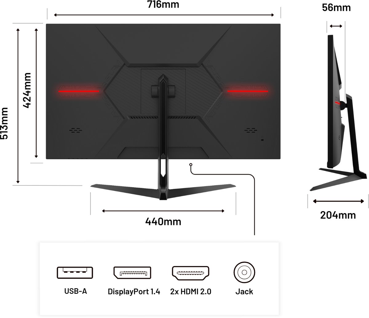 Japannext Gaming Monitor 31.5" Ips 2K Wqhd (2560X1440) 165Hz 1Ms | - afbeelding 5