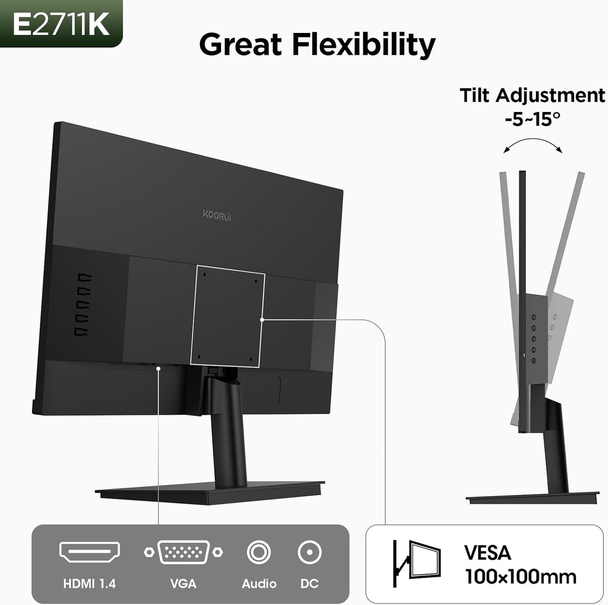 Koorui E2711K - Full Hd Ips Monitor - 27 Inch - 144 Hz - 6 Ms - afbeelding 3