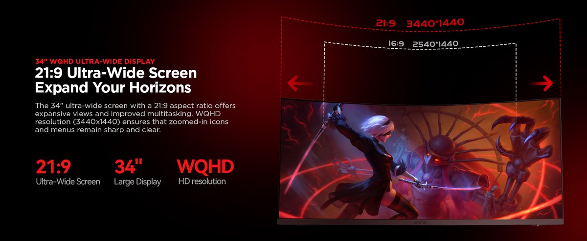 G3441VC 34" Curved UWQHD 180Hz Gaming Monitor - afbeelding 6