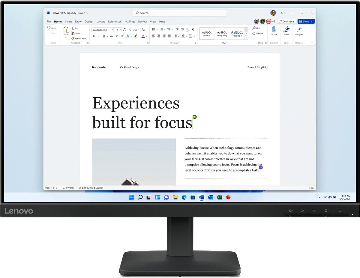 Lenovo l24 4e monitor 8 orig - Lenovo L24-4E 23.8" Monitor (zwart)