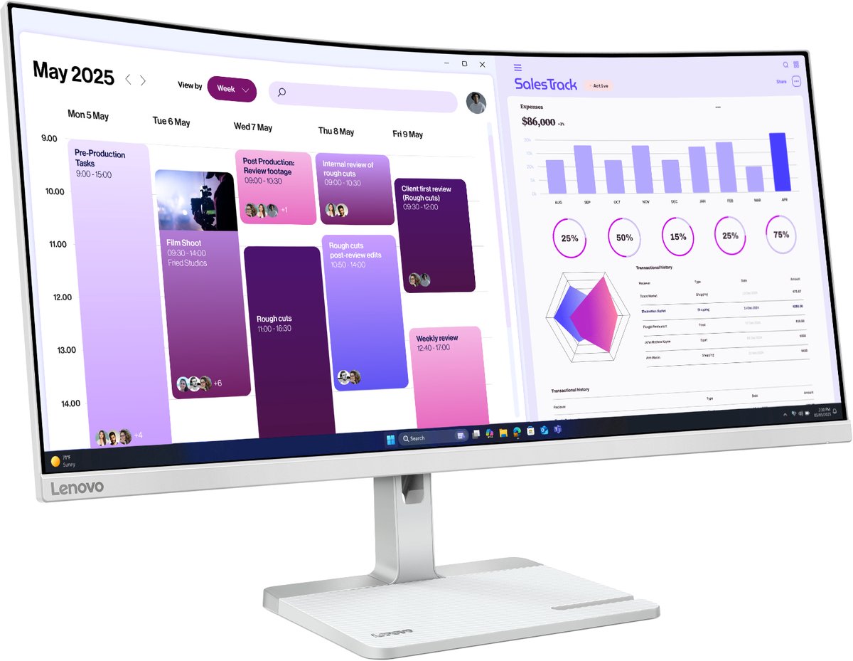 Lenovo l34w 4c monitor 5 orig - Lenovo L34W-4C 34" Monitor (grijs)