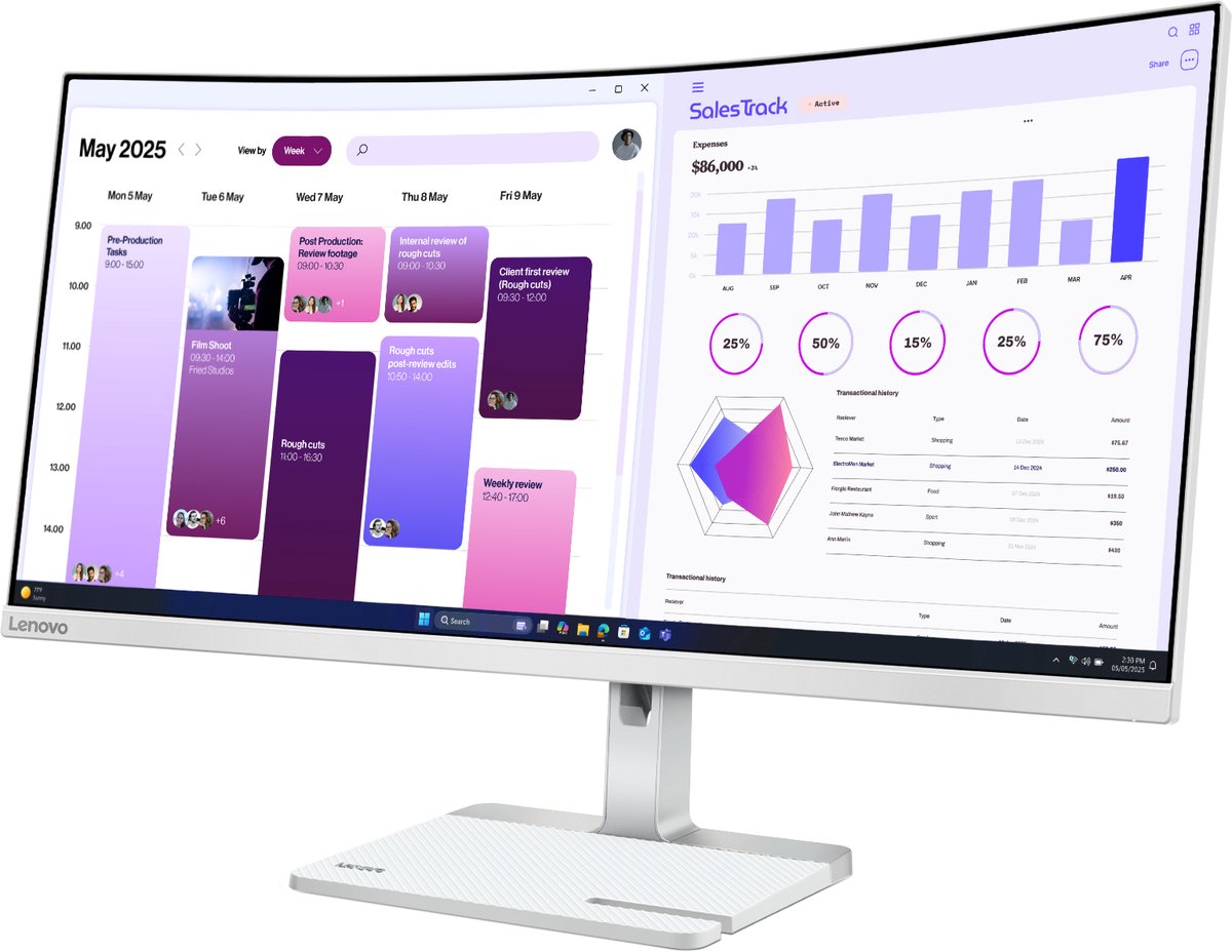 Lenovo l34w 4c monitor 6 orig - Lenovo L34W-4C 34" Monitor (grijs)