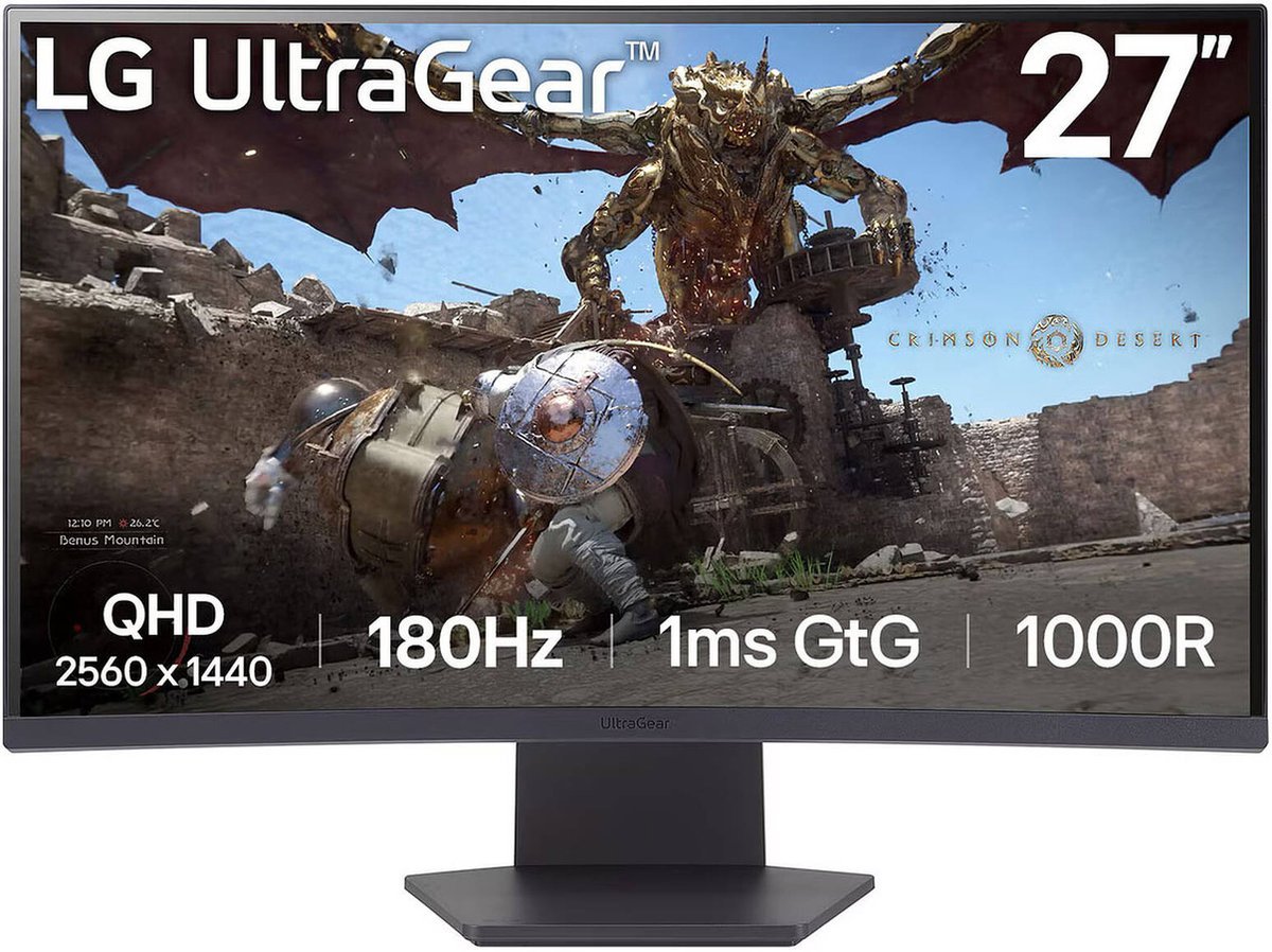 LG Lg Ultragear 27Gs60Qc-B - Qhd Curved Gaming Monitor - 180Hz - 27 Inch