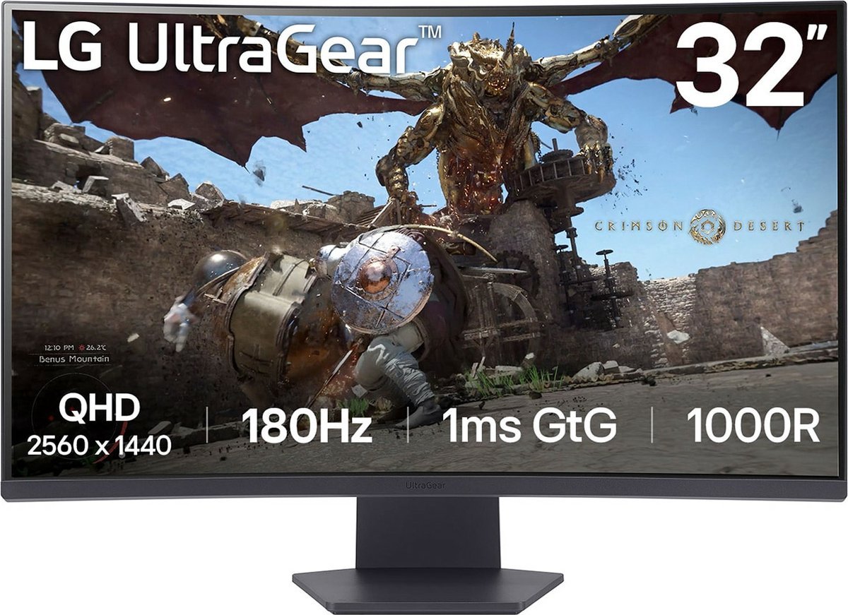 LG Lg Ultragear 32Gs60Qc-B - Qhd Curved Gaming Monitor - 180Hz - 1 Ms - 32 Inch