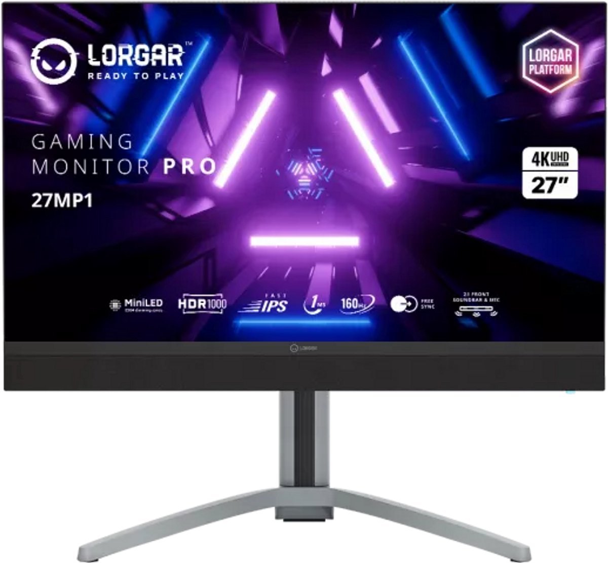Lorgar Lorgar 27Mp1 Pro Gaming Monitor 27 Inch Uhd Miniled - 160Hz – Hdr1000 – 1Ms – Freesync – 2.1 Audio - Rgb - 1000 Nits - Usb-C 90W