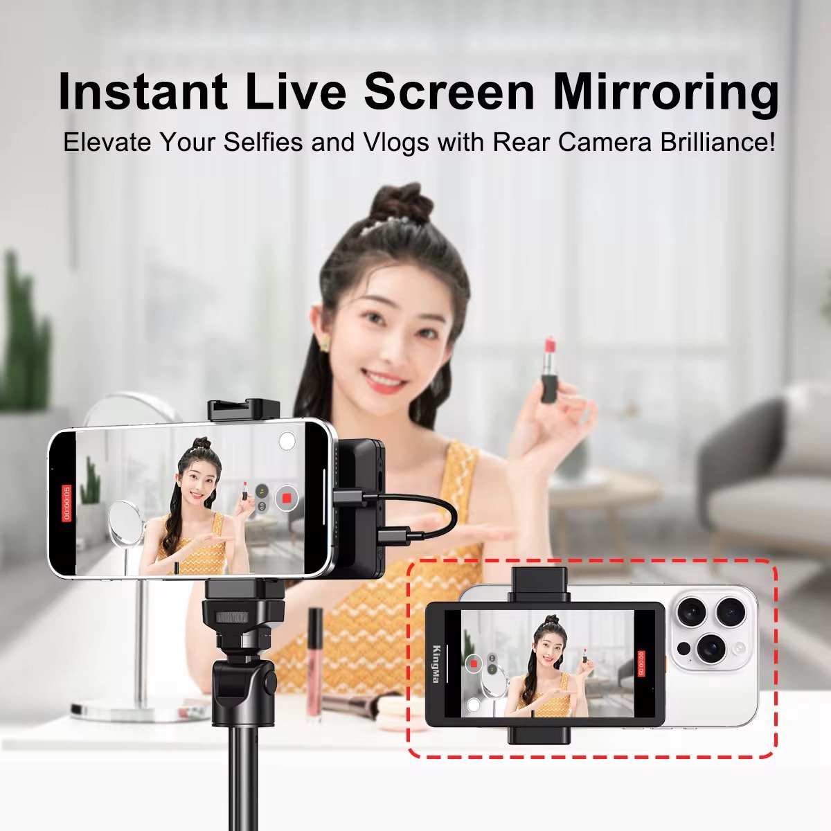 Magnetische Selfie Vlog Monitor- Live Content Creation Ugc – Extern Scherm Voor - afbeelding 3