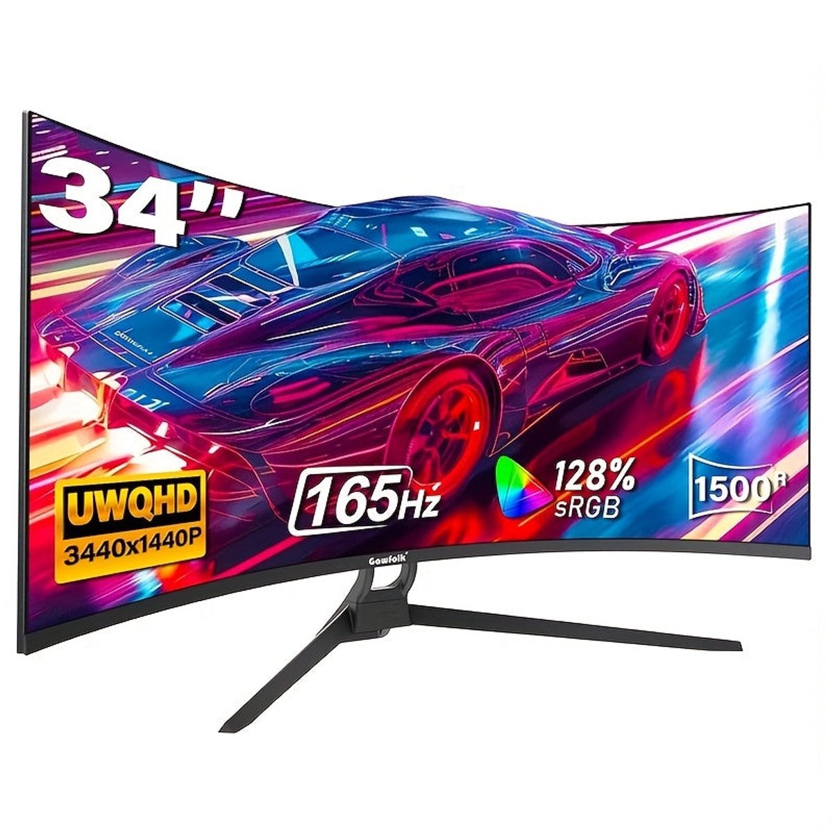 Gaming Gaming Monitor – Curved Scherm – Ultrawide Beeldscherm – Pc Monitor – Computer Display – 34 Inch Uwqhd 3440X1440 – 165Hz Verversingssnelheid – 1500R Boogvorm