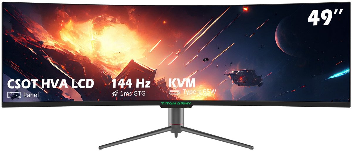 Deco Gear 49 Inch WDFHD 32:9 Curved 144Hz VA Gaming Monitor - afbeelding 3