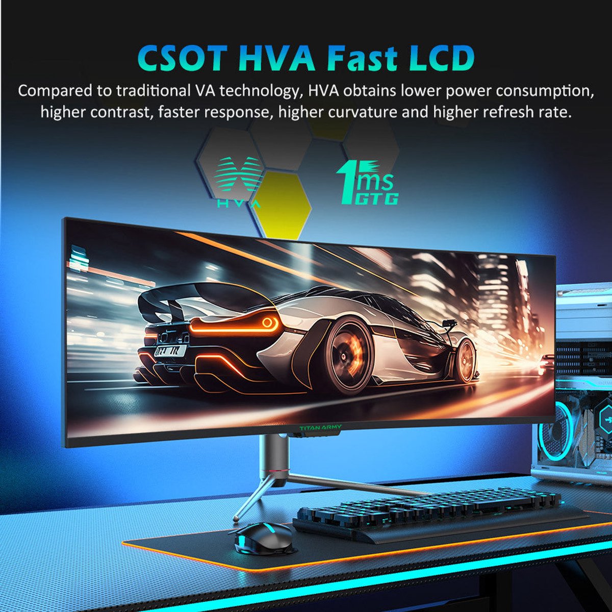 Deco Gear 49 Inch WDFHD 32:9 Curved 144Hz VA Gaming Monitor - afbeelding 5