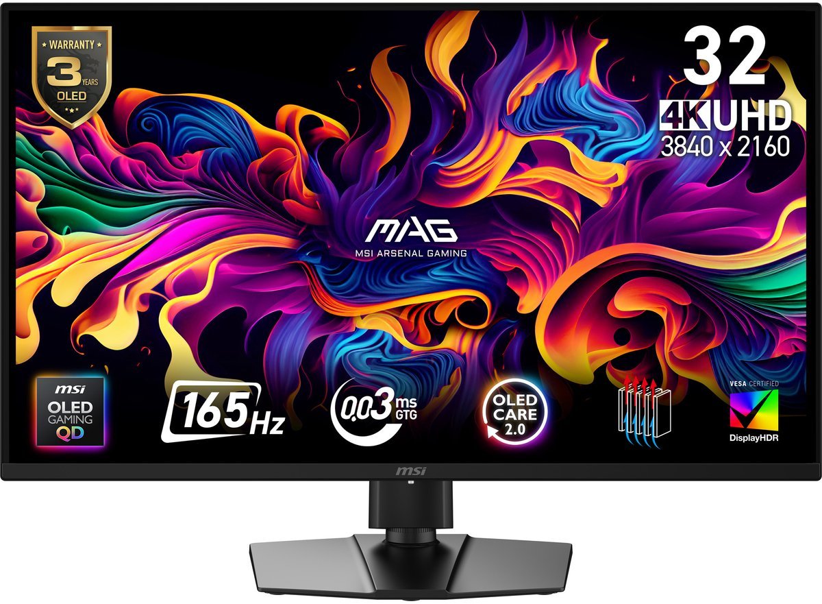 MSI Msi Mag 322Up Qd-Oled E16 Computer Monitor 80 Cm (31.5") 3840 X 2160 Pixels 4K Ultra Hd Zwart