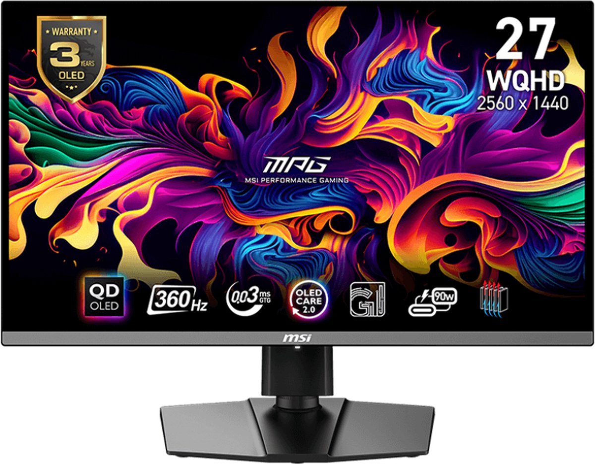 MSI Msi Mpg 271Qrx Qd-Oled - Qhd Gaming Monitor - 360Hz - 27 Inch - Usb-C 90W