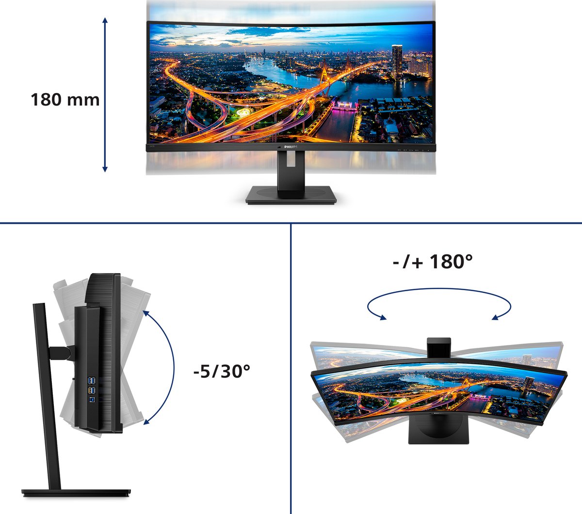 Philips 345b1c qhd curved ultrawide mo 9 orig - Philips 345B1C 34" Monitor (Black)