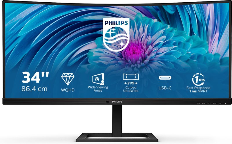 Philips 346e2cuae qhd curved ultrawide - Philips E-Line E2 346E2CUAE/00 Wide Quad USB-C 34" Monitor (Black)