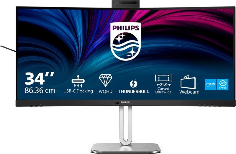 Philips Philips 6000 Series 34B2U6603Ch - Curved Ultrawide Monitor - Webcam - Thunderbolt 4 - Usb-C 100W - Smart Kvm - 34 Inch