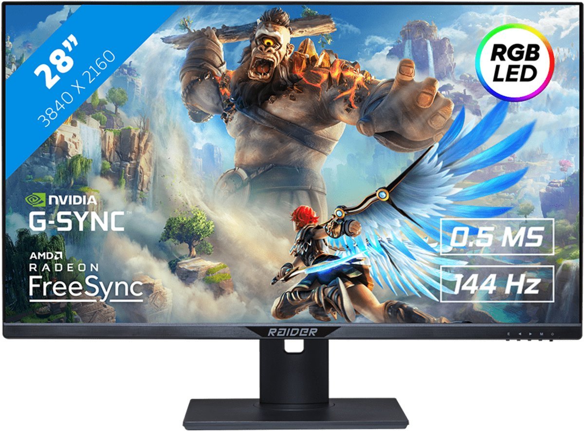 RAIDER Raider 144Hz 4K Ultra Gaming - 28 Inch - 144Hz - 0.5 Ms - 3840X2160 - 120Hz En 4K Op Ps5 Xbox Series X/S - Zwart
