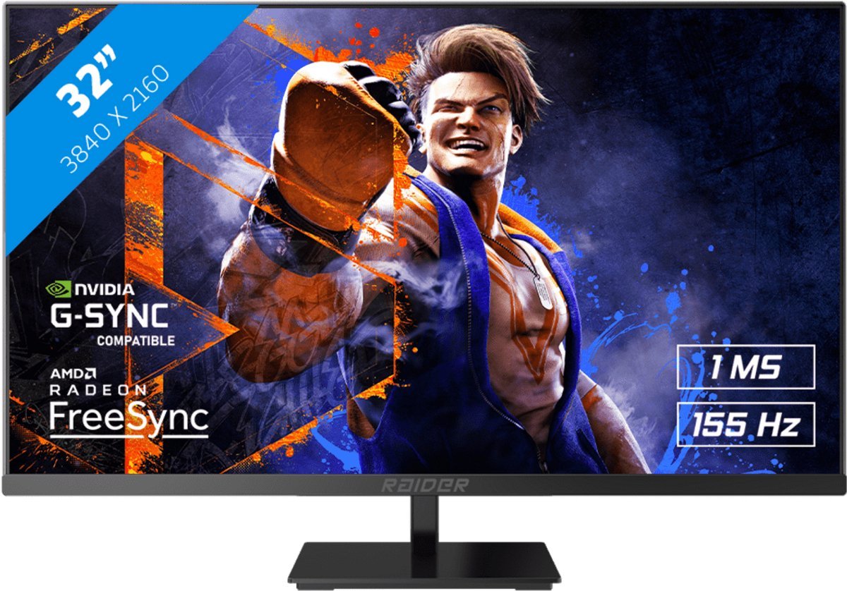 RAIDER Raider 155Hz 4K Ultra Gaming - 32 Inch - 155Hz - 1 Ms - 3840X2160 - 120Hz En 4K Op Ps5 Xbox Series X/S - Zwart