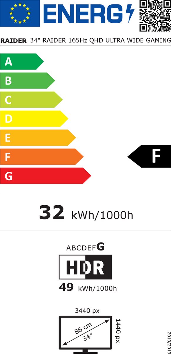 Raider 34 Inch Ultra Wide Gaming Monitor - 165Hz - 34 Inch - Wqhd (3440X1440) - - afbeelding 8